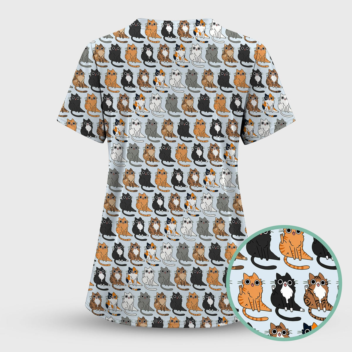 Cat Pattern Nurse Scrub Top