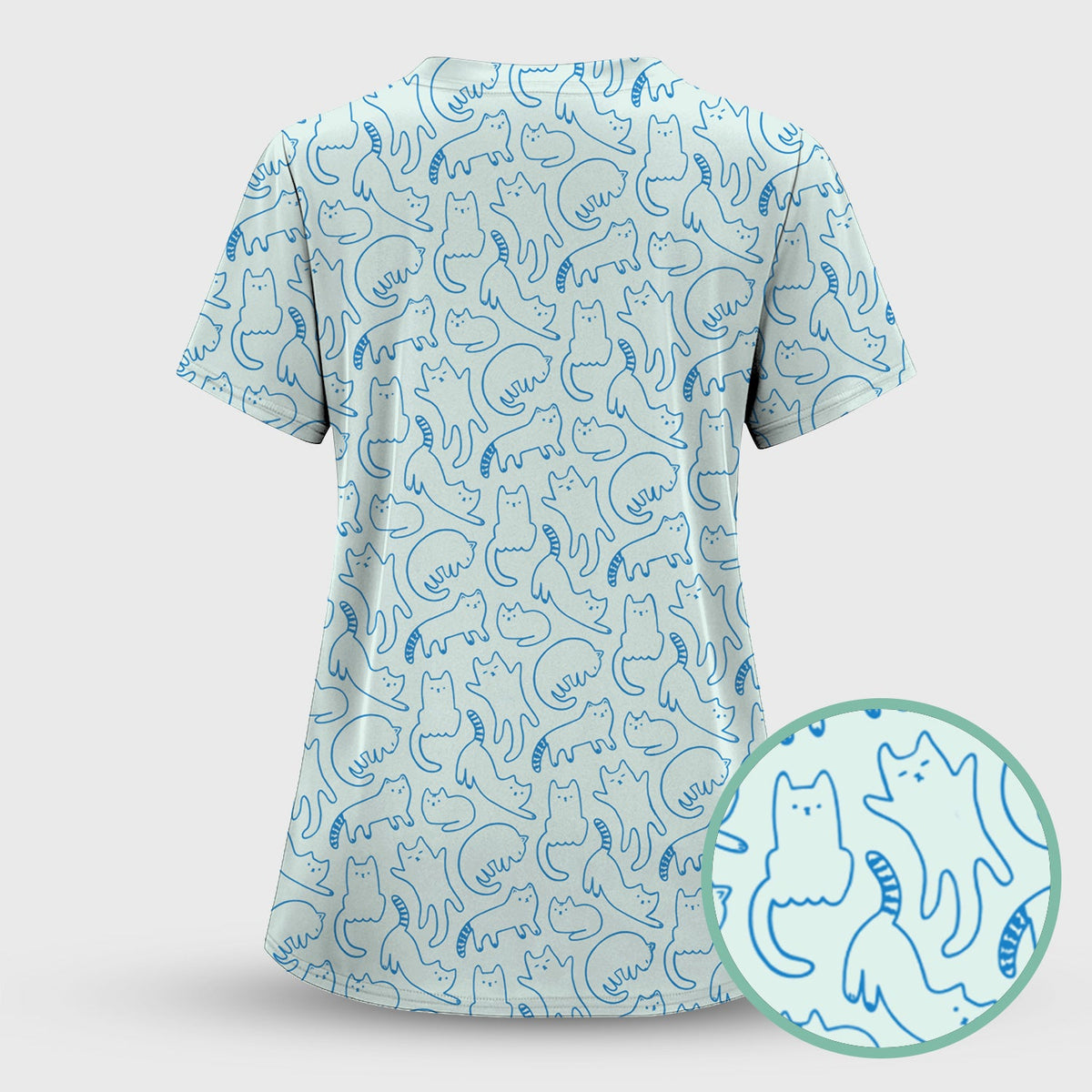 Artistic Cat Nurse Scrub Top