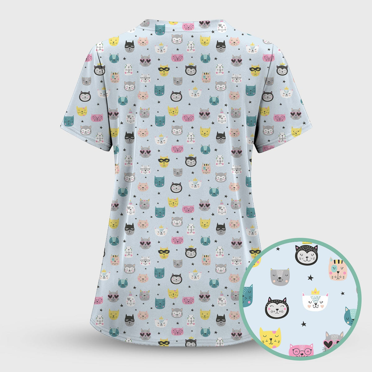 Colorful Cat Nurse Scrub Top