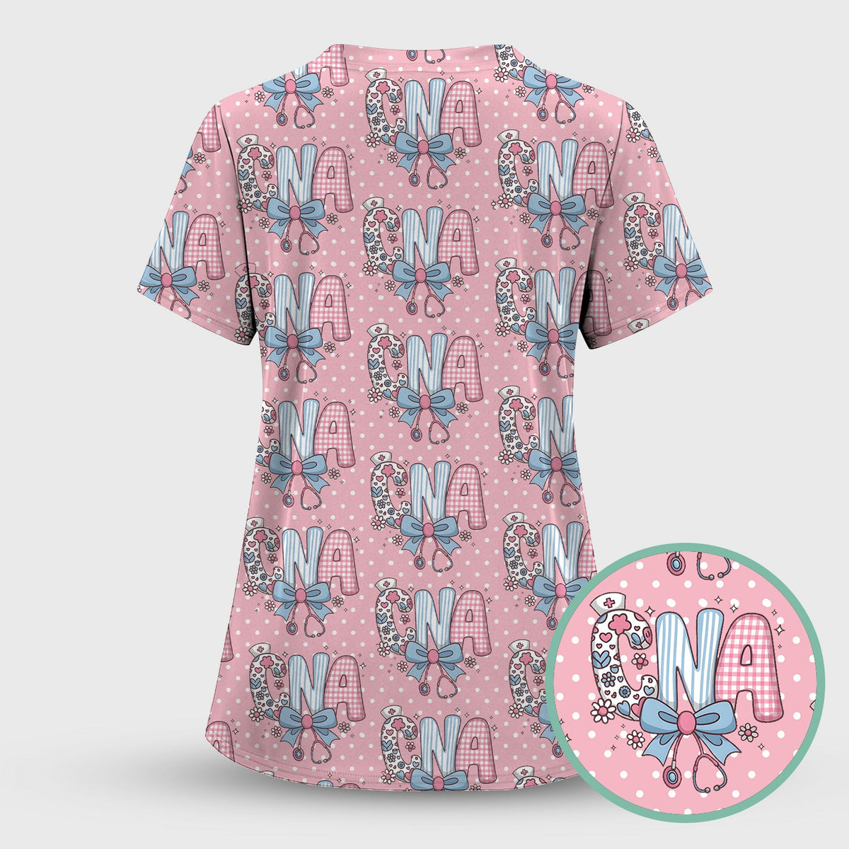 Floral Bow Nurse Scrub Set