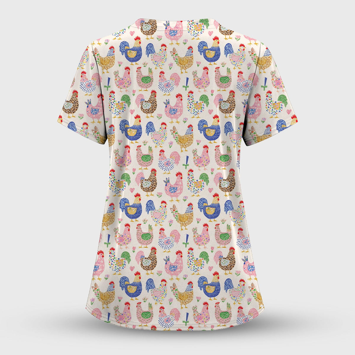 Colorful Chicken Farm Nurse Scrub Set
