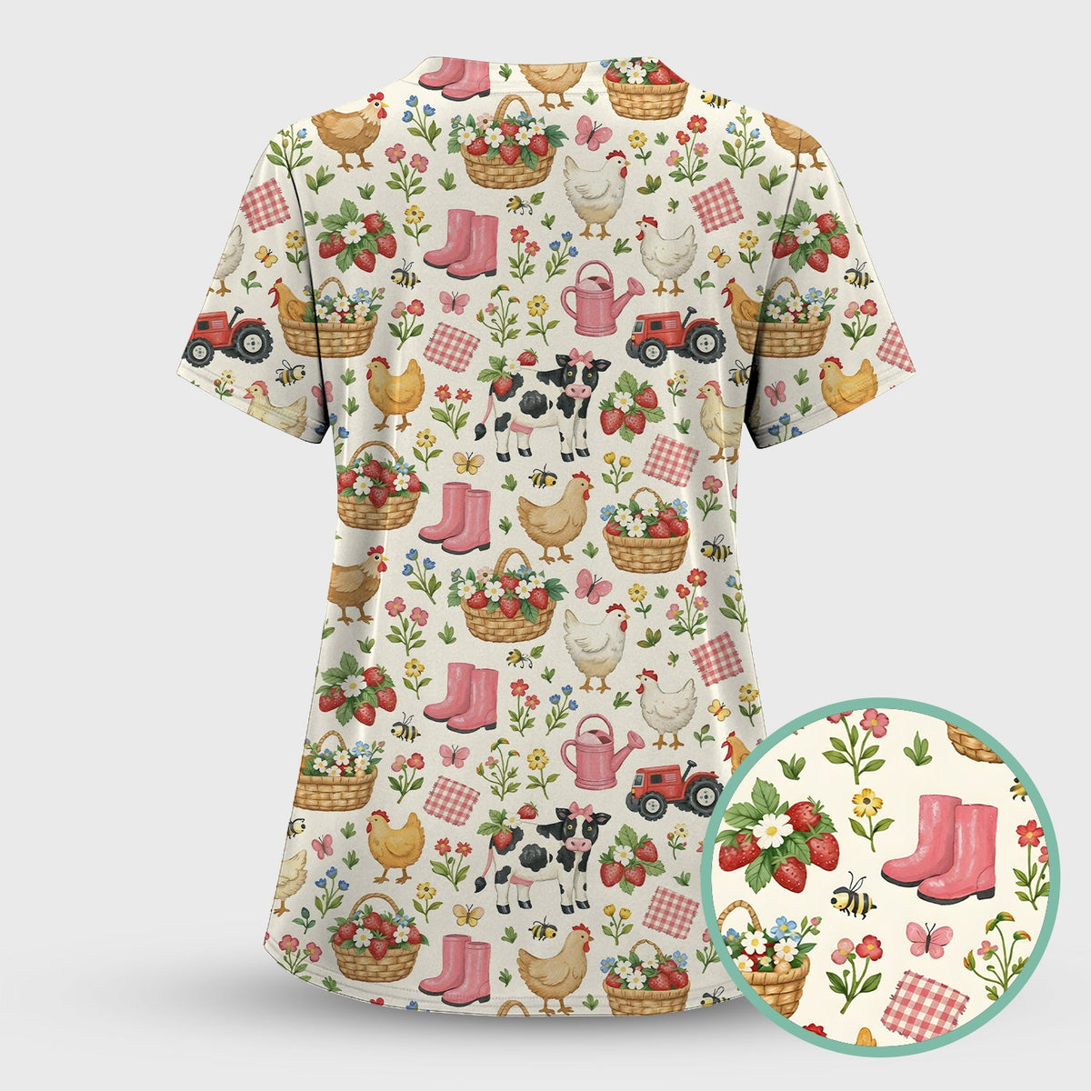 Whimsical Farm Animals Garden Nurse Scrub Set