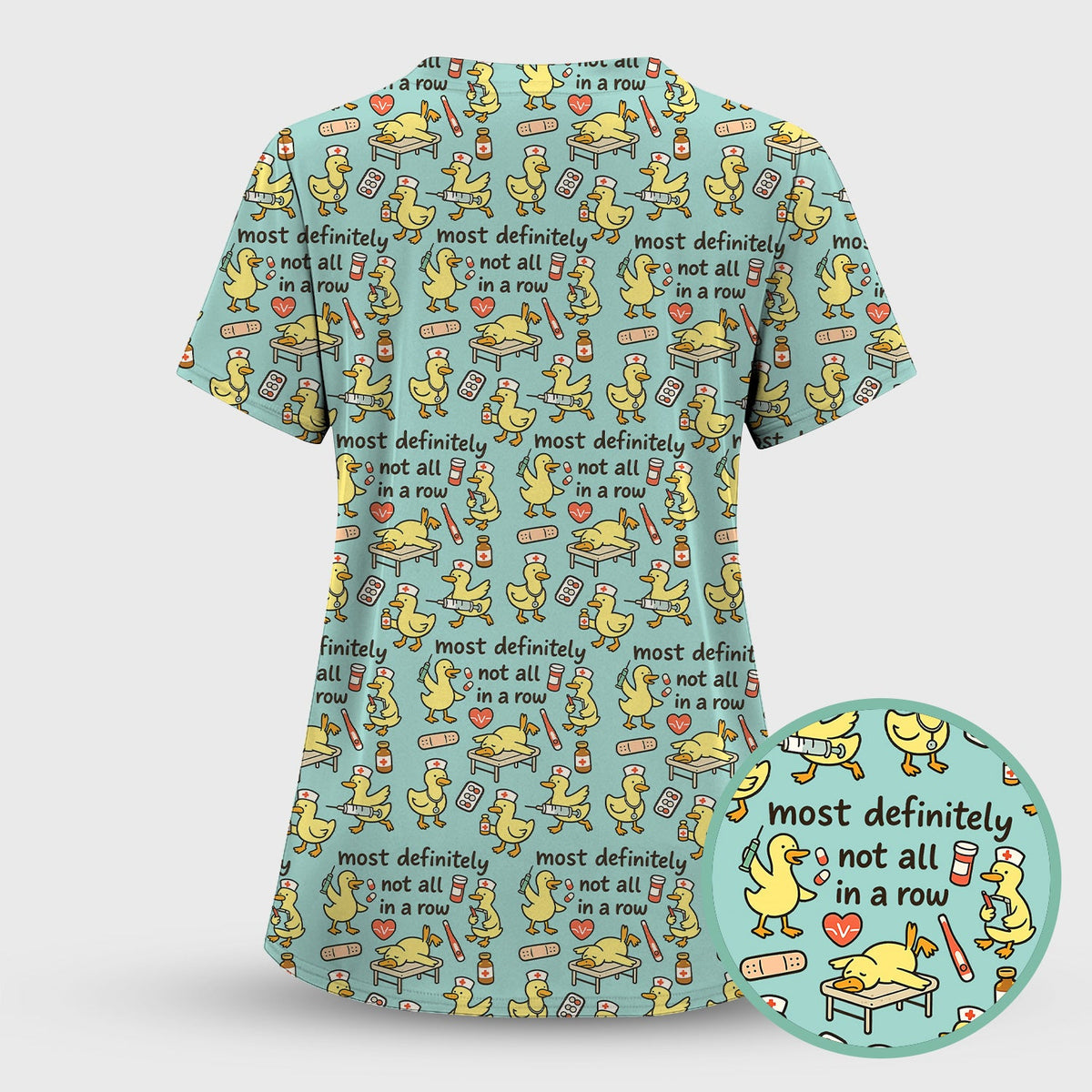 Funny Nurse Duck Medical Humor Pattern Scrub Top, Comfortable Scrubs for Nurses