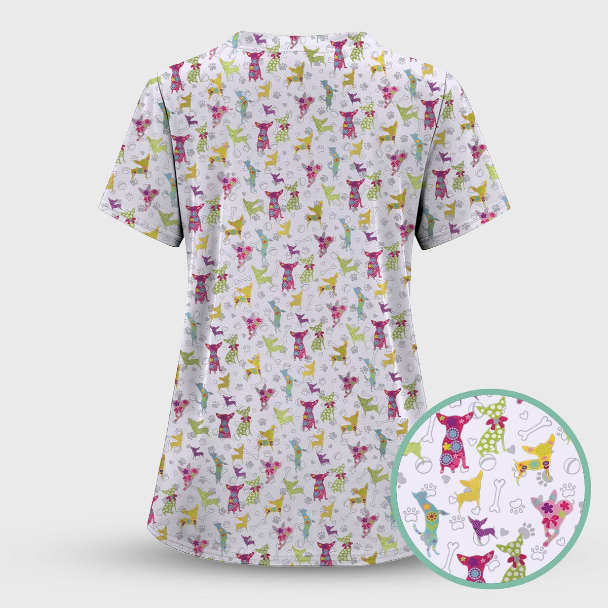 Colorful Playful Dog Nurse Scrub Set