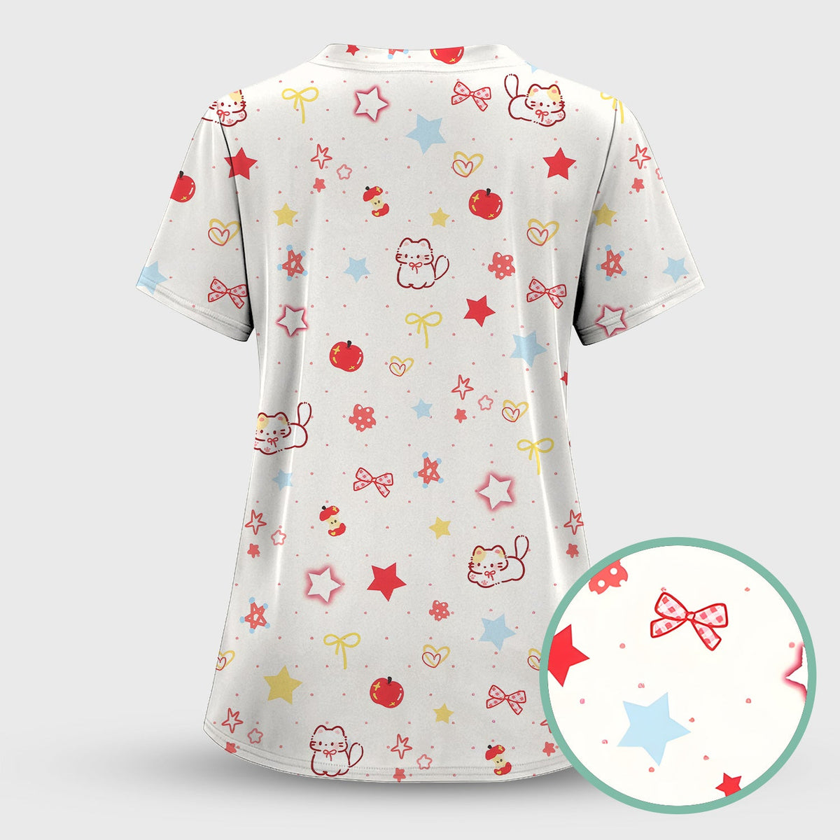 Kawaii Cat Bow Star Nurse Scrub Set