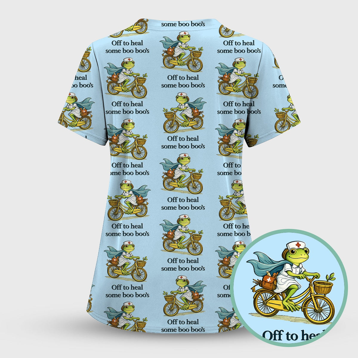 Frog Cycling Nurse Scrub Set