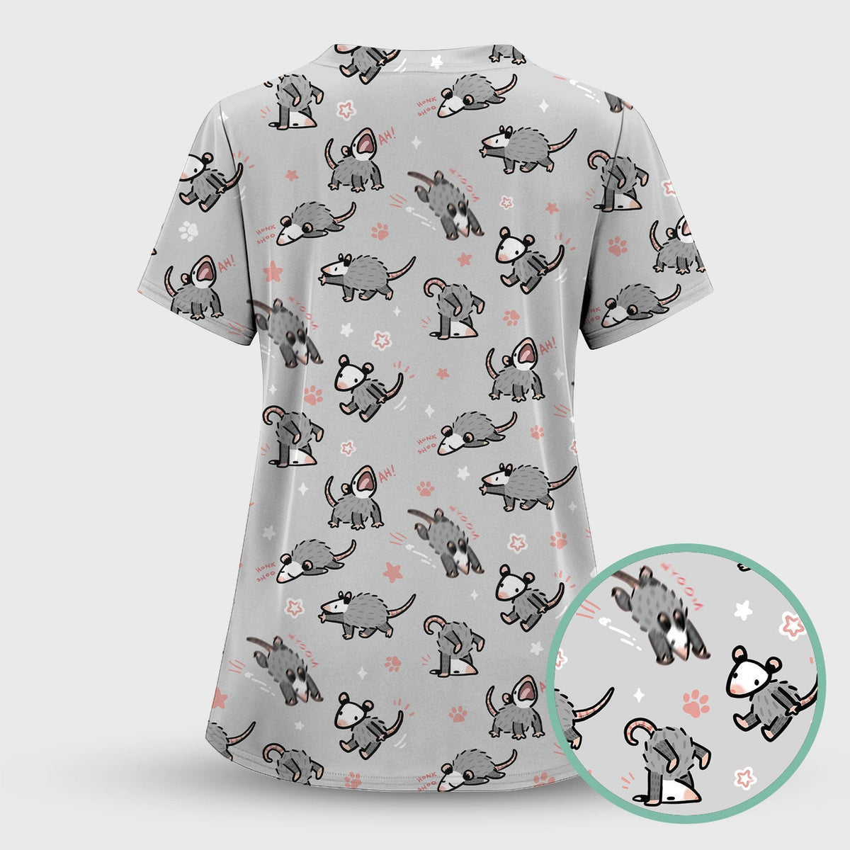 Cartoon Opossum Nurse Scrub Set