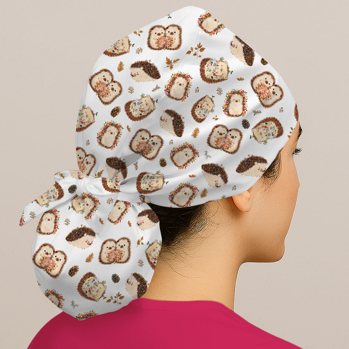 Hedgehog Floral Scrub Cap