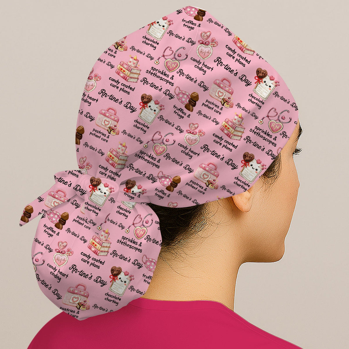 RN Sweets Valentine Stethoscope Scrub Cap