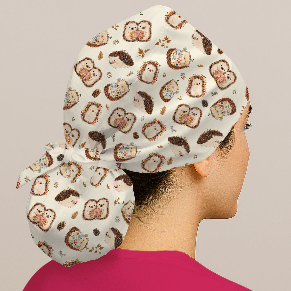 Hedgehog Floral Scrub Cap