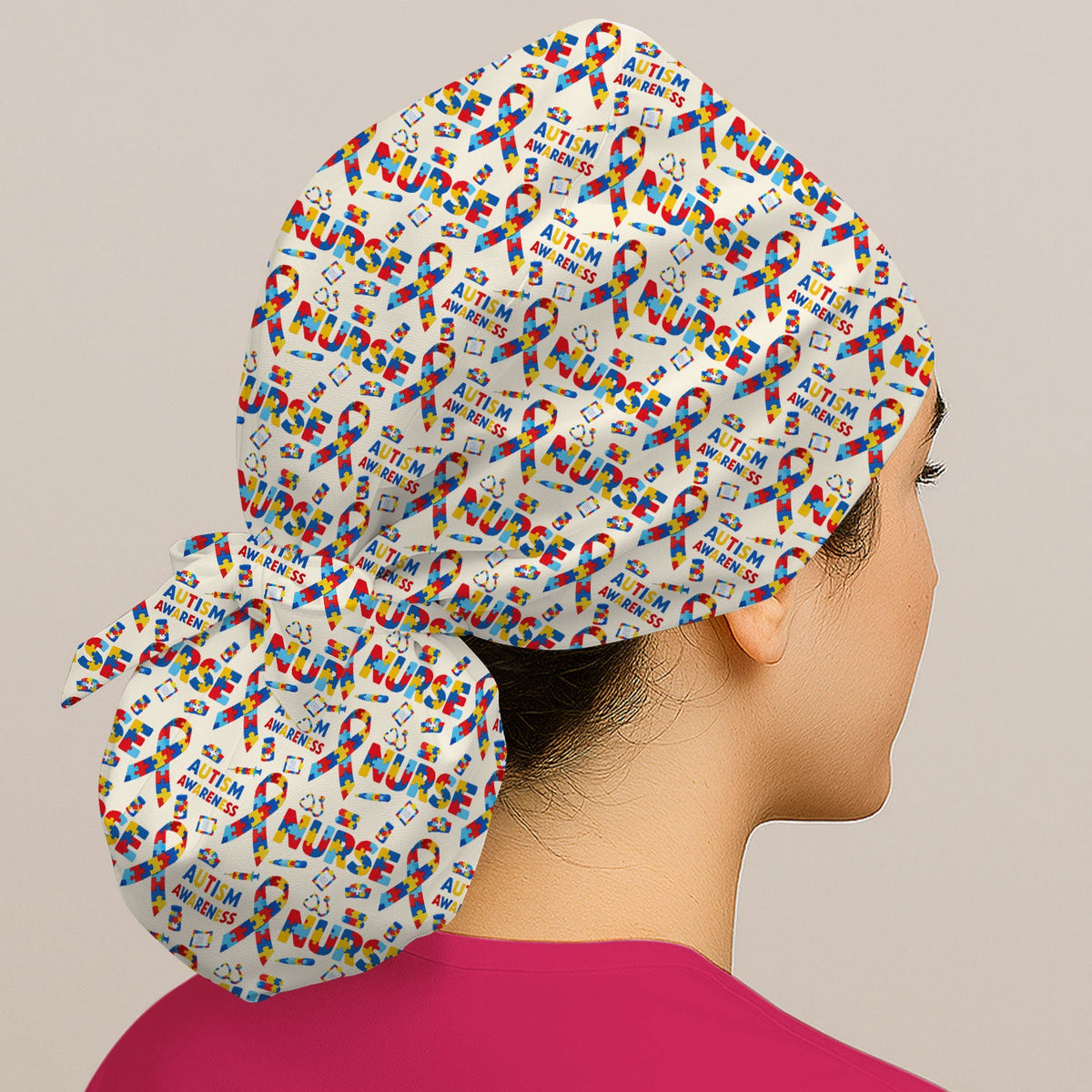 Autism Awareness Puzzle Ribbon Scrub Cap