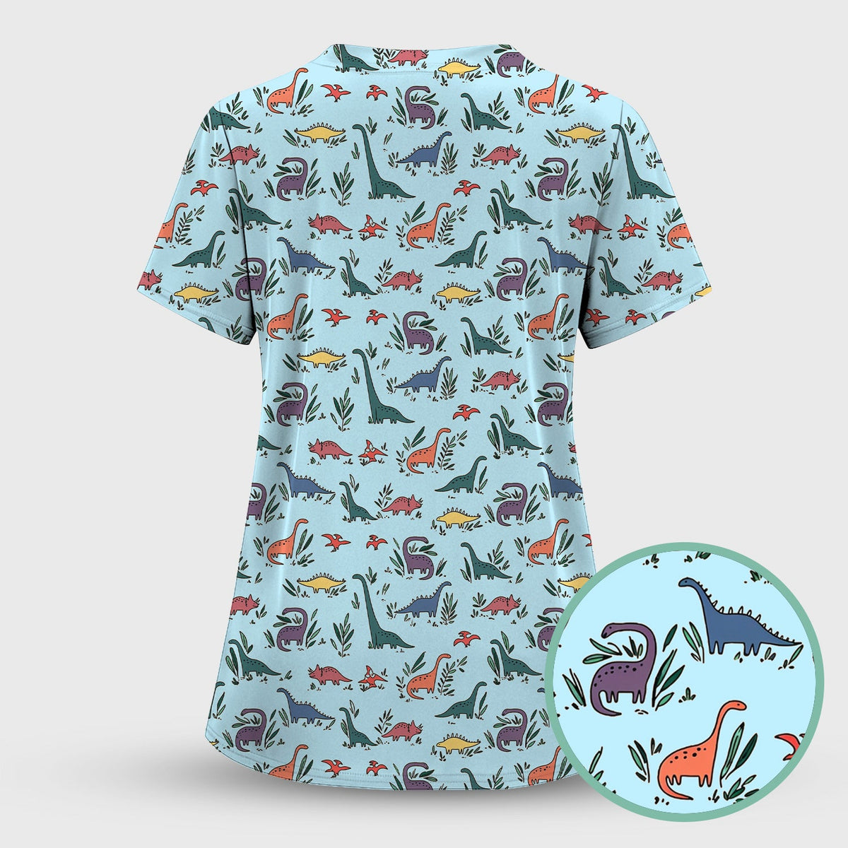 Dinosaur Leafy Garden Nurse Scrub Top