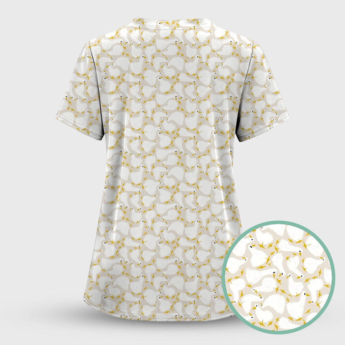 White Goose Yellow Star Nurse Scrub Set