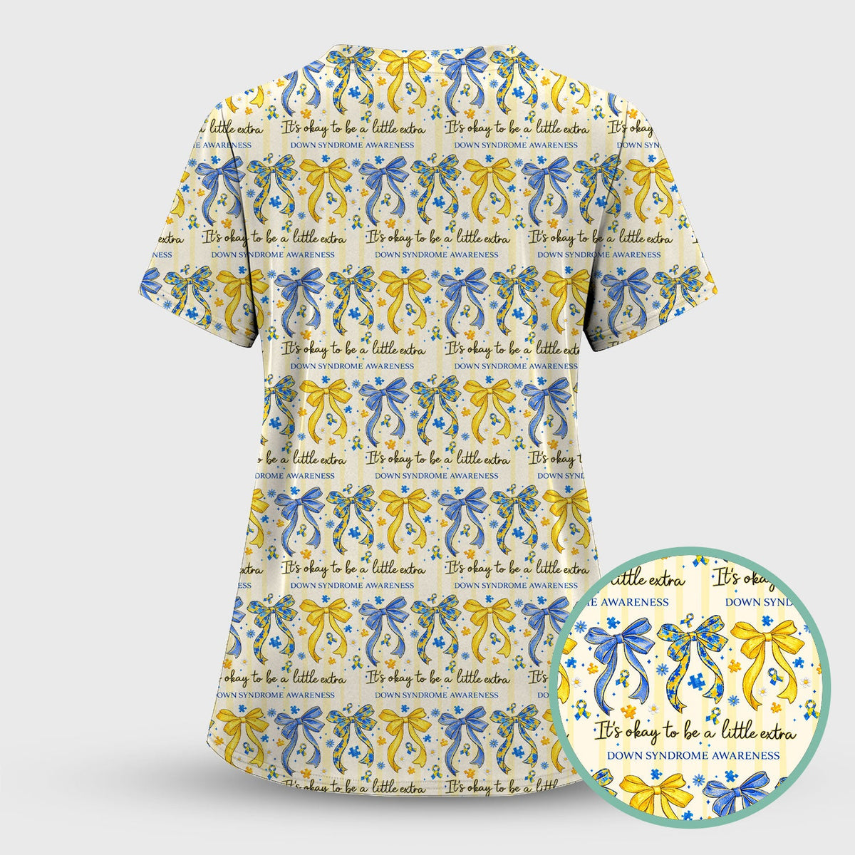 Down Syndrome Awareness Ribbon Nurse Scrub Set