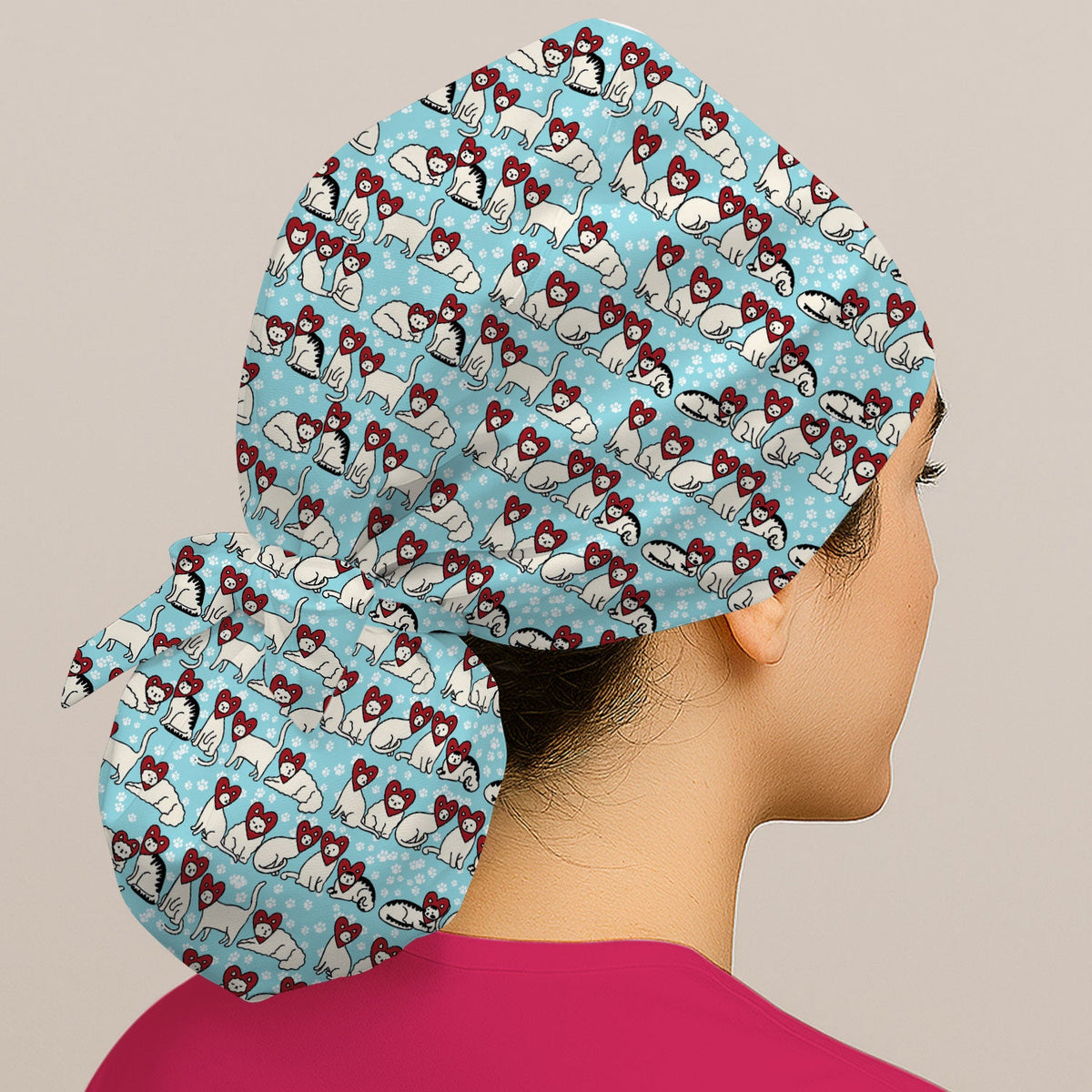 Cat Heart Scrub Cap