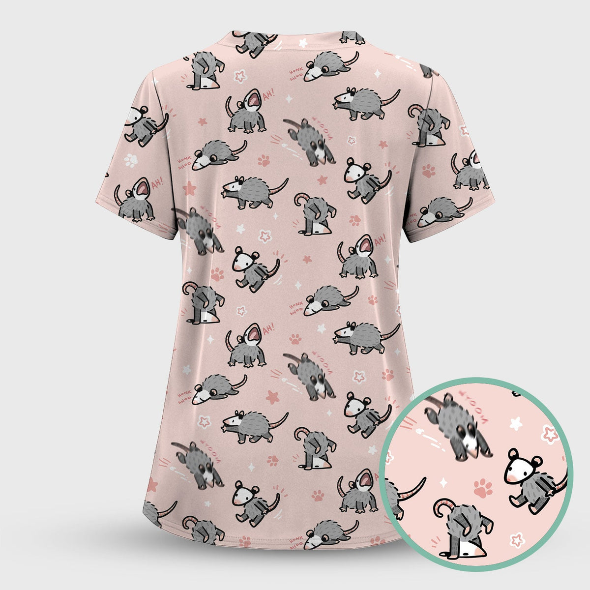 Cartoon Opossum Nurse Scrub Set