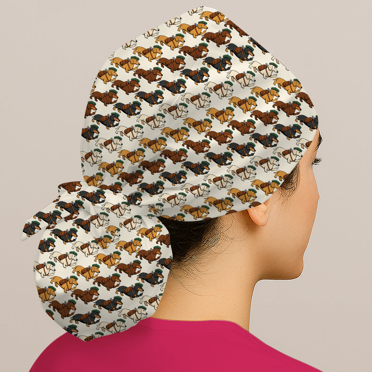 Dachshund Hat And Backpack Scrub Cap