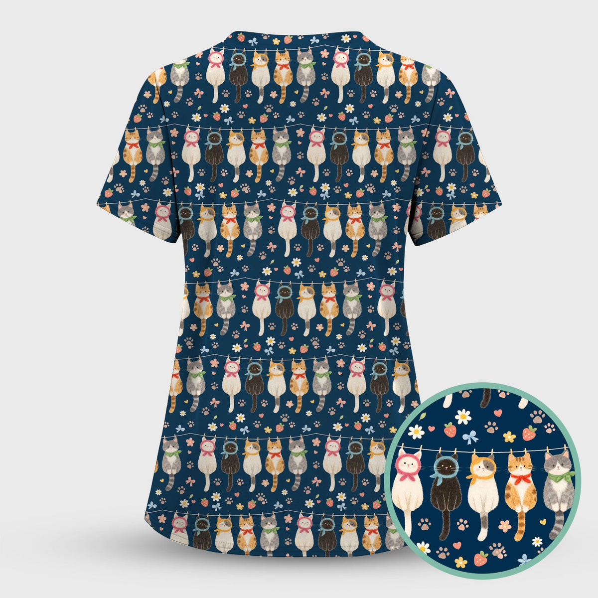 Cat Clothesline Nurse Scrub Set