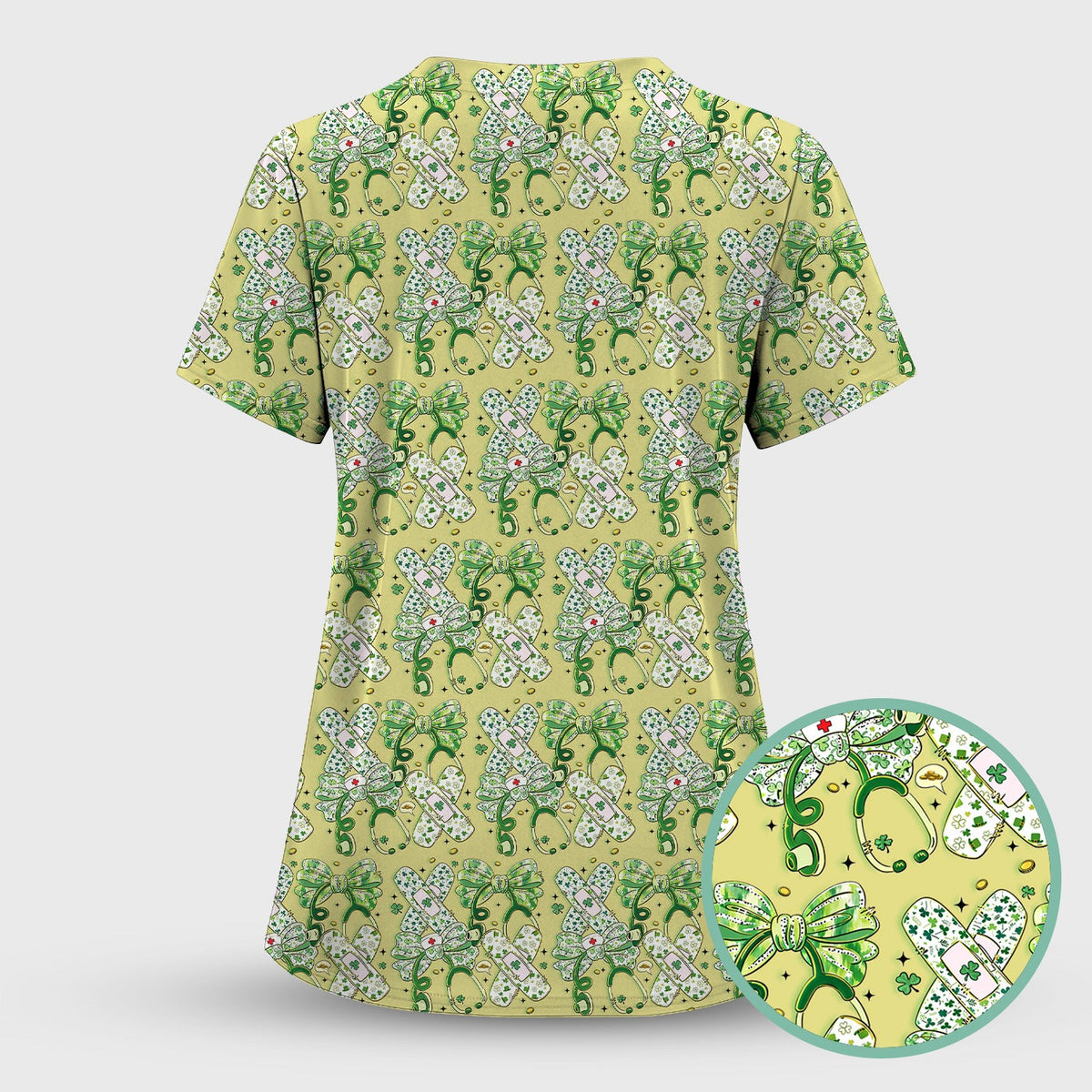 St Patrick Shamrock Stethoscope Nurse Scrub Set