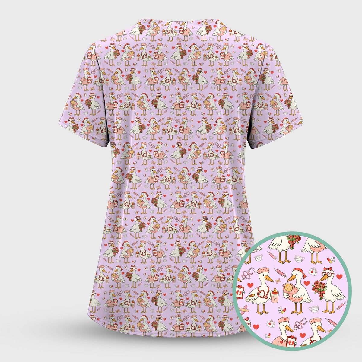 Valentine Goose Nurse Scrub Top