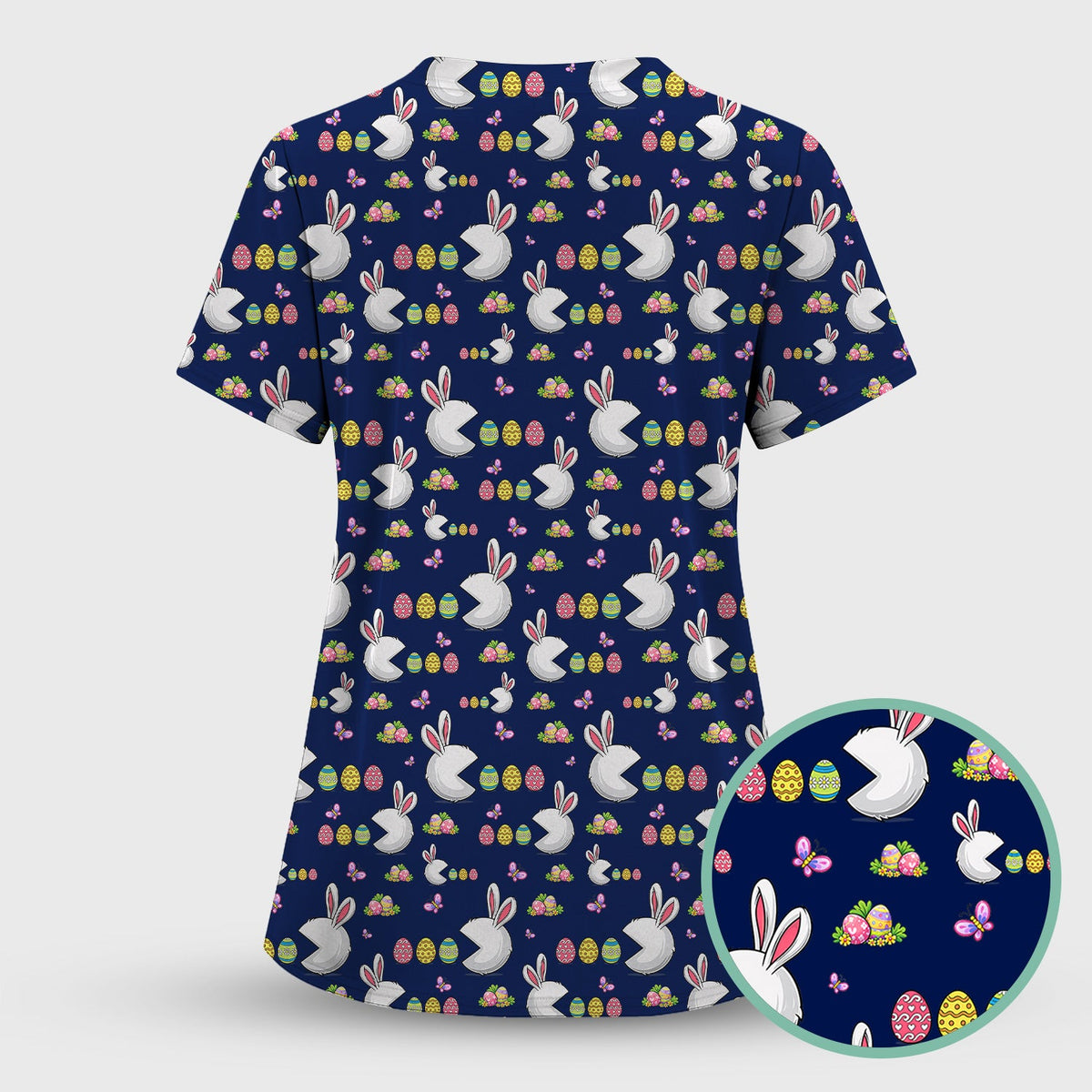 Bunny Colorful Eggs Nurse Scrub Set - Easter Gift