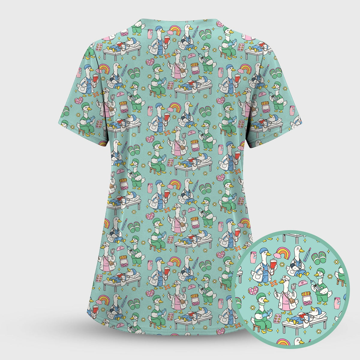 Duck Medical Doodle Nurse Scrub Top