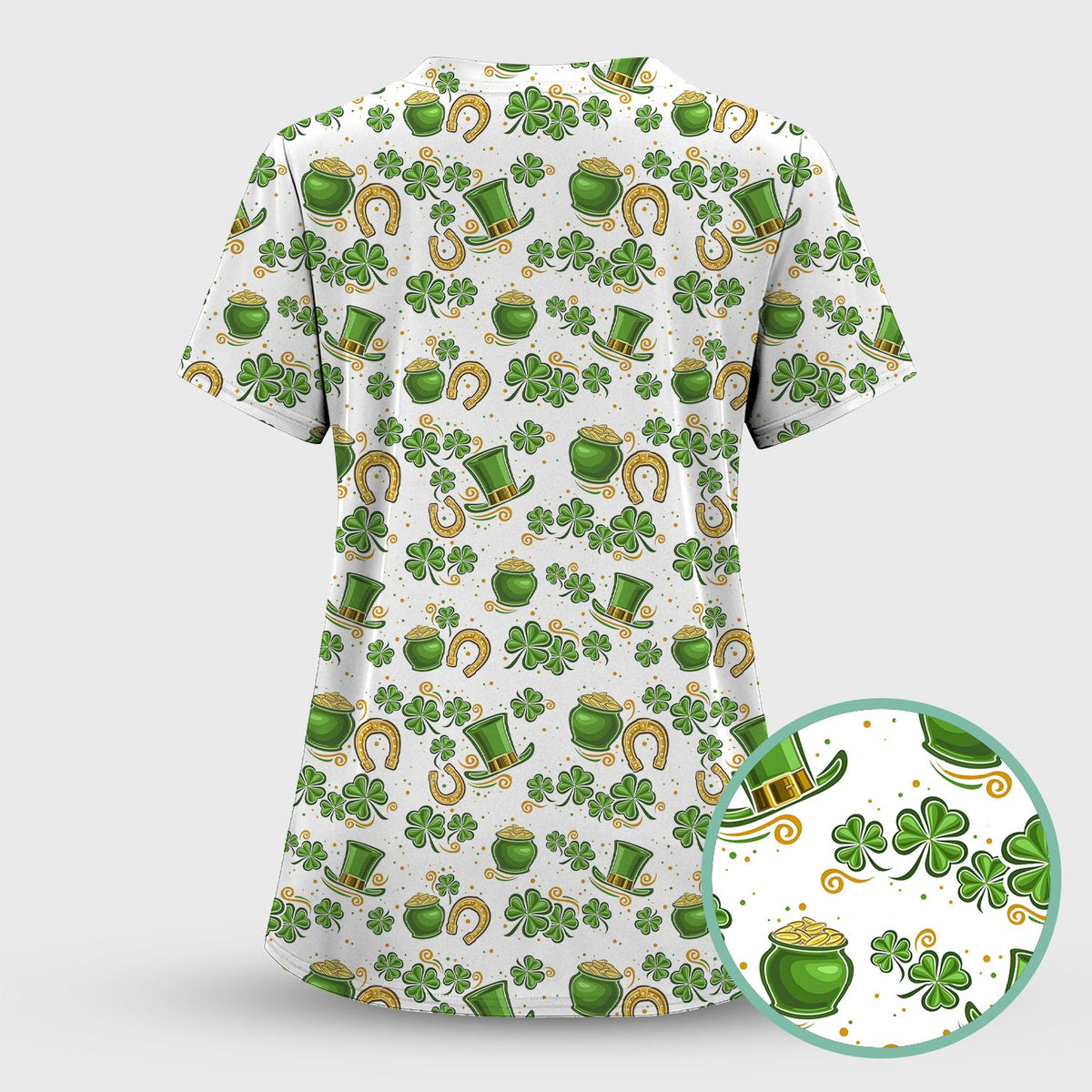 St Patrick Shamrock Nurse Scrub Top