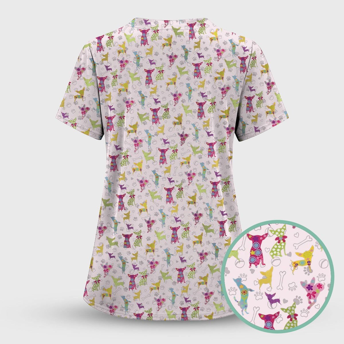 Colorful Playful Dog Nurse Scrub Set