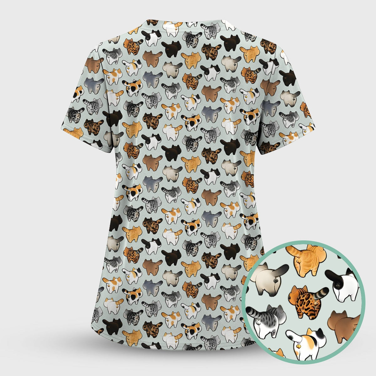 Cat Butt Nurse Scrub Top