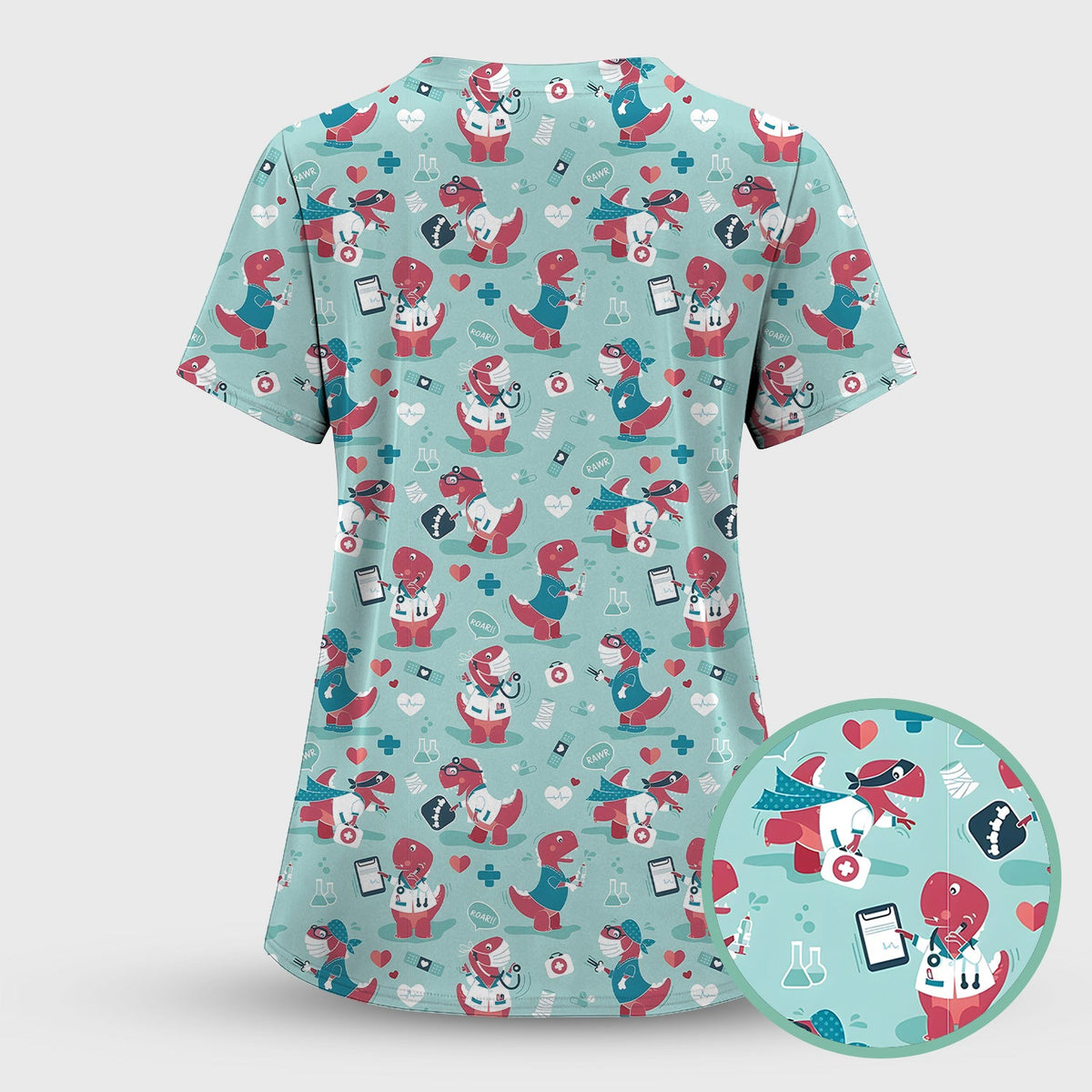 Dinosaur Doctor Nurse Scrub Top