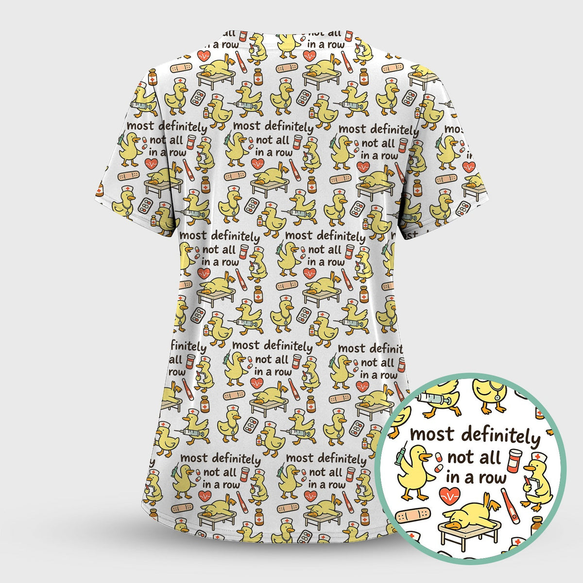 Funny Nurse Duck Medical Humor Pattern Scrub Top, Comfortable Scrubs for Nurses