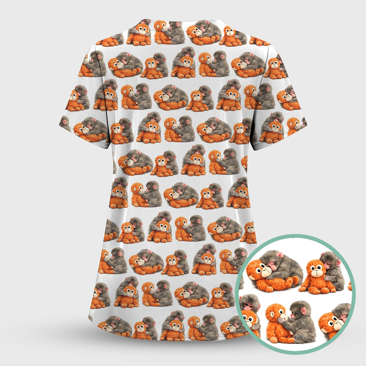 Cute Baby Monkey Plush Toy Nurse Scrub Set
