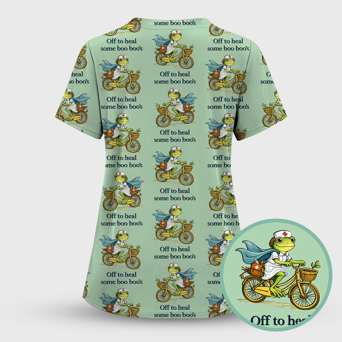 Frog Cycling Nurse Scrub Set