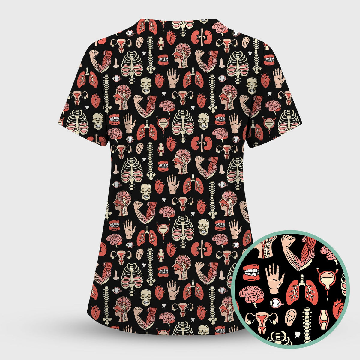 Human Anatomy Body Parts Nurse Scrub Set