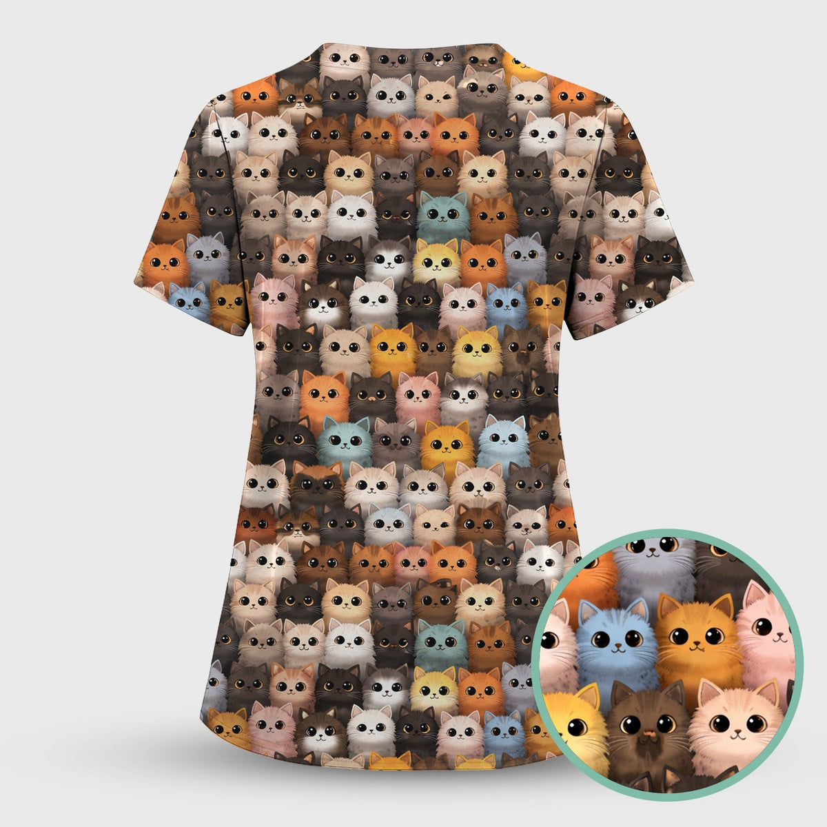 Colorful Cat Nurse Scrub Set