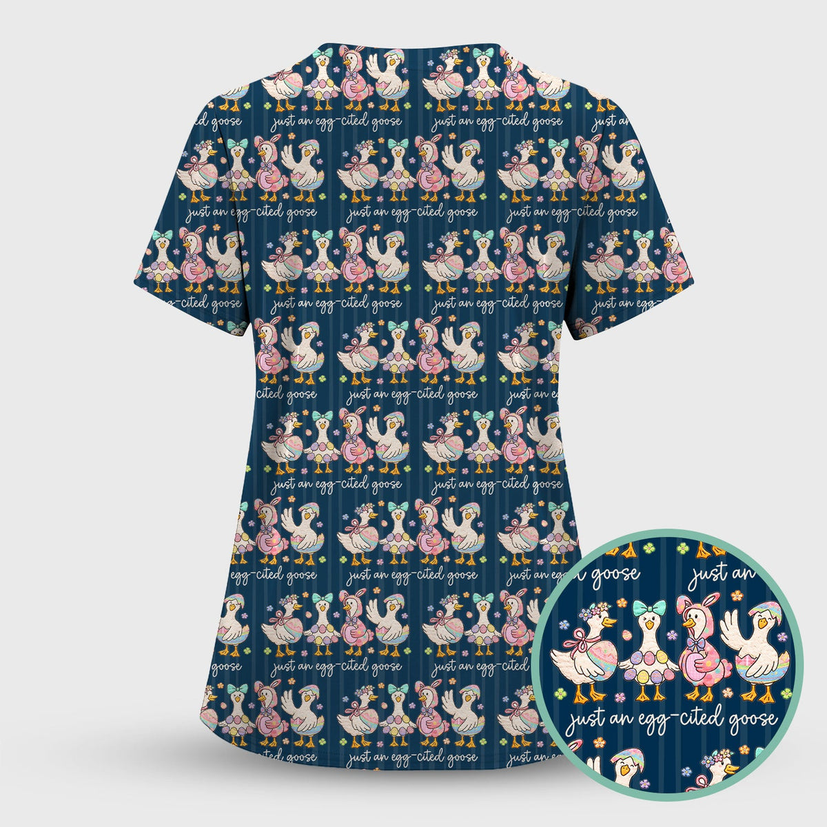 Easter Goose Egg Nurse Scrub Top