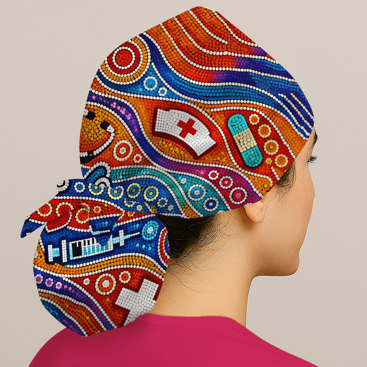 Aboriginal Dot Art Artistic Scrub Cap