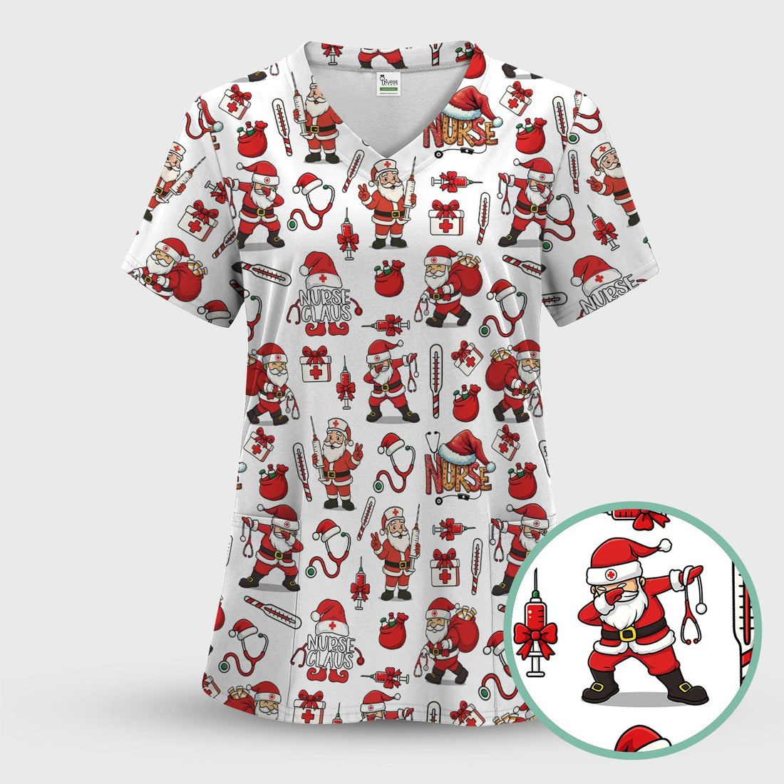 Nurse Claus Santa Scrub Top - Christmas Gift
