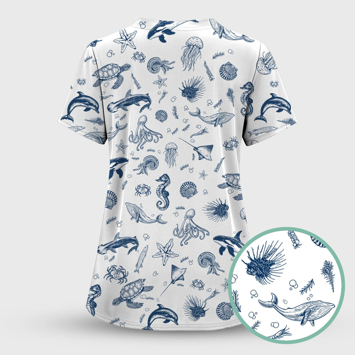 Marine Sea Life Nurse Scrub Set