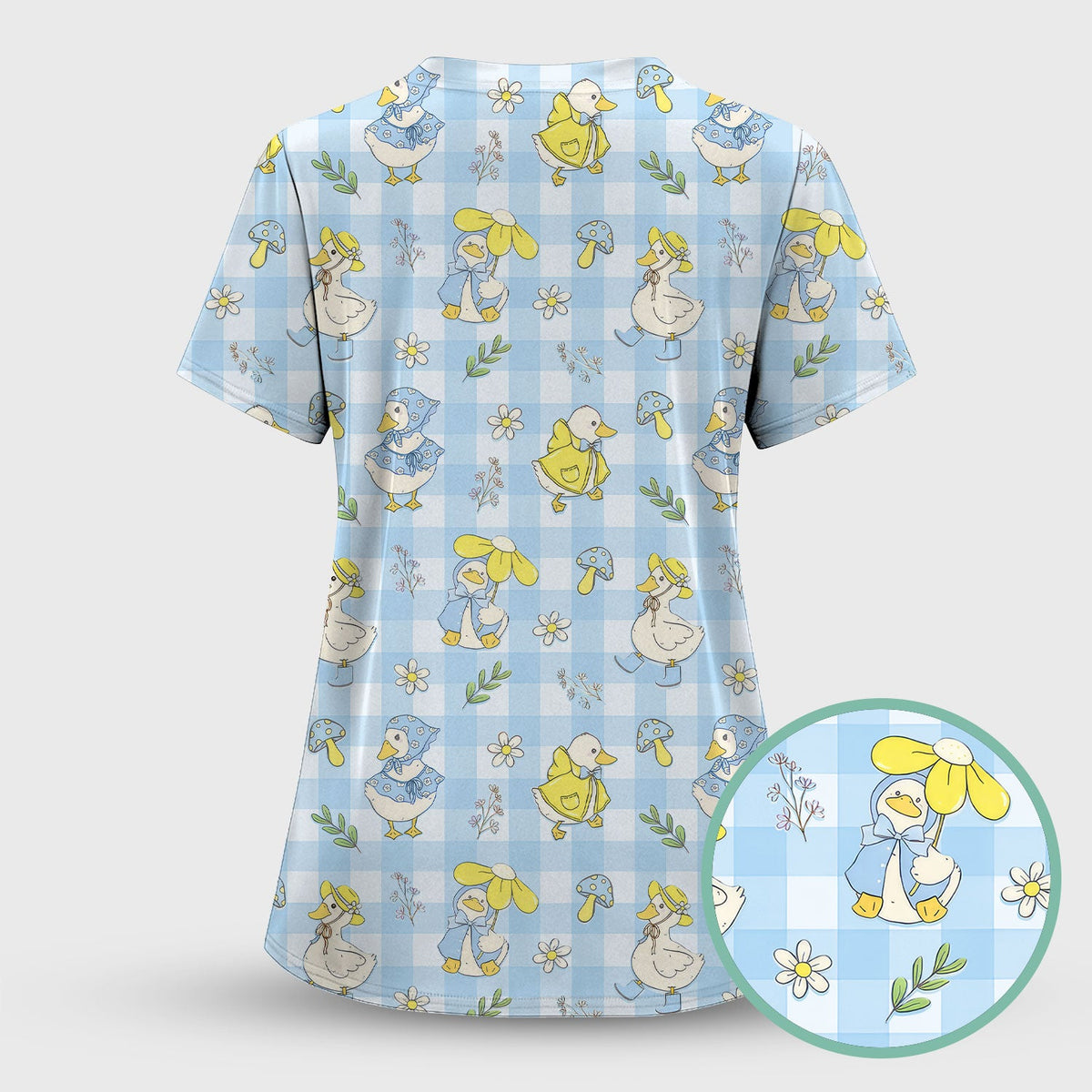 Duck Outfit Gingham Nurse Scrub Top