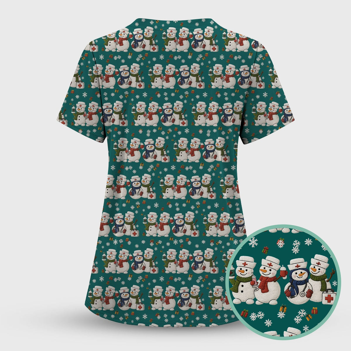 Snowman Nurse Scrub Top - Christmas Gift