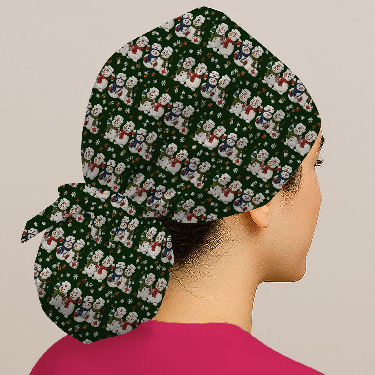 Snowman Scrub Cap - Christmas Gift For Nurse