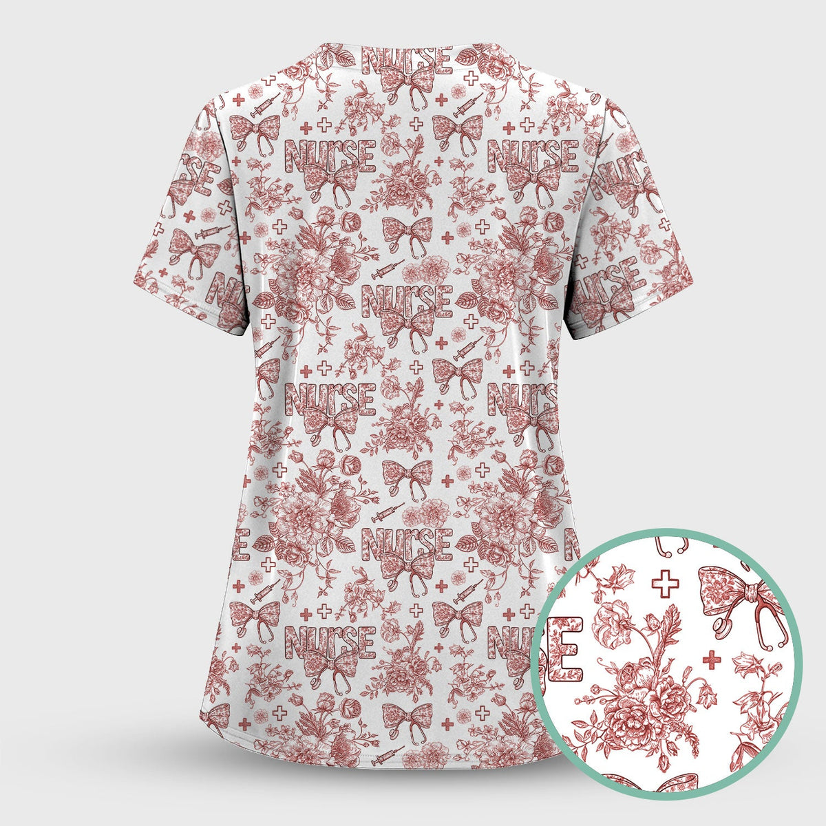 Toile De Jouy Floral Nurse Scrub Set