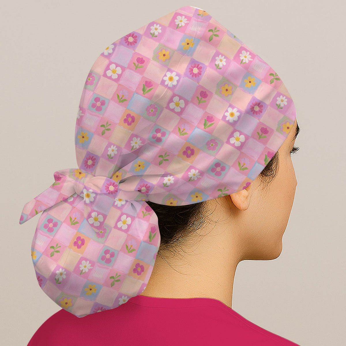Lovely Pastel Floral Patchwork Scrub Cap