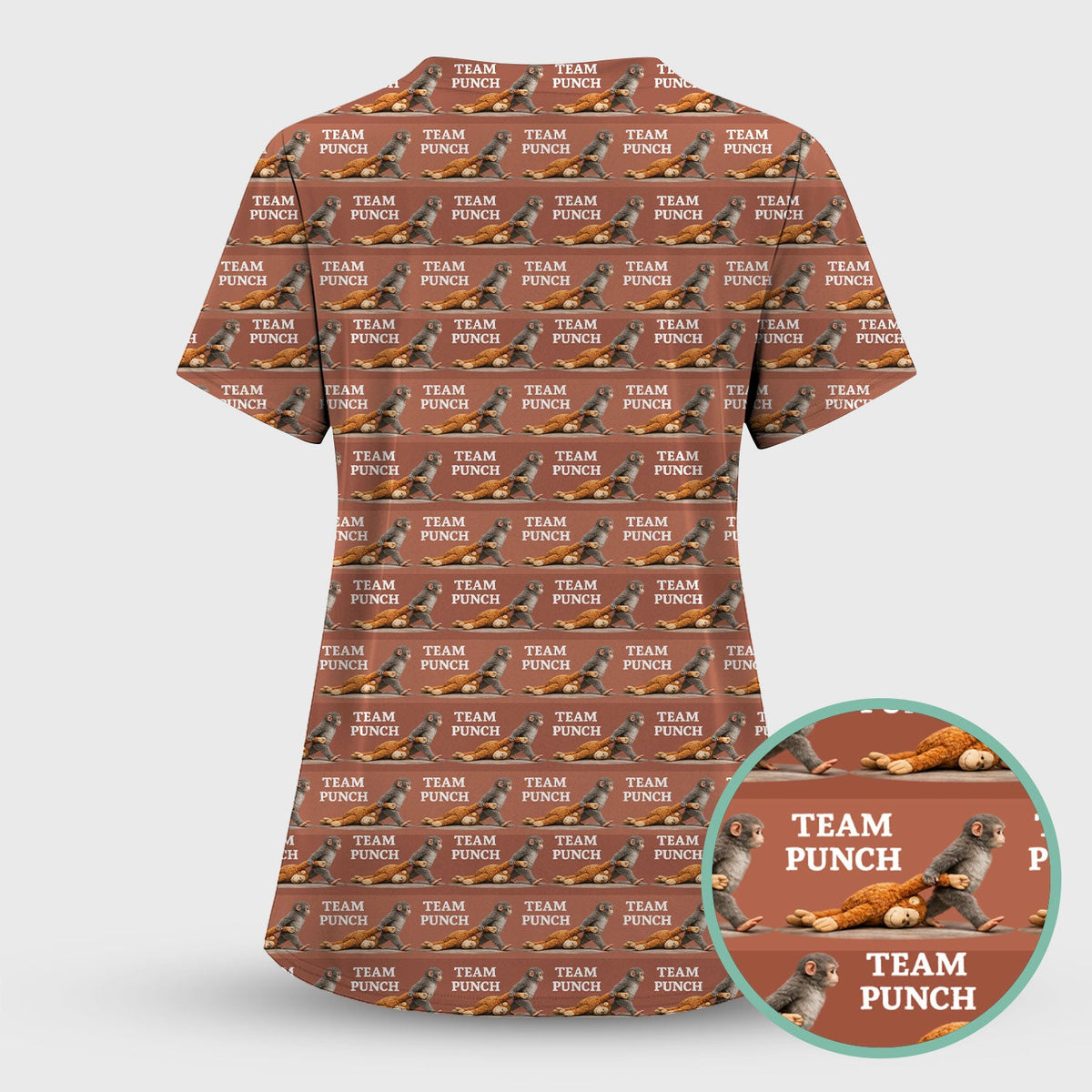 Team Punch Playful Monkey Nurse Scrub Top