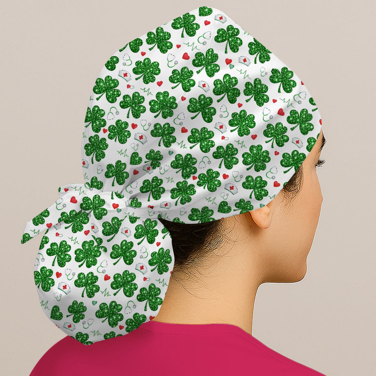 St Patrick Clover Scrub Cap
