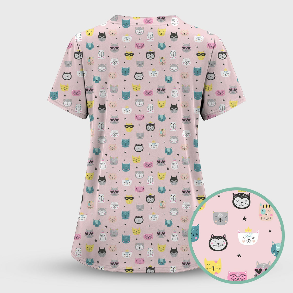 Colorful Kitty Nurse Scrub Set