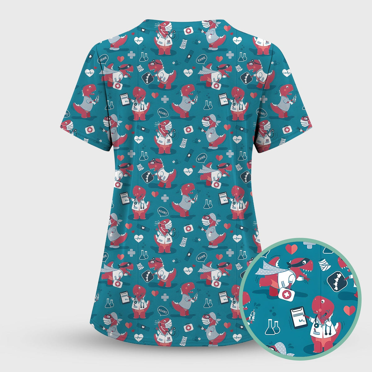 Dinosaur Doctor Nurse Scrub Top