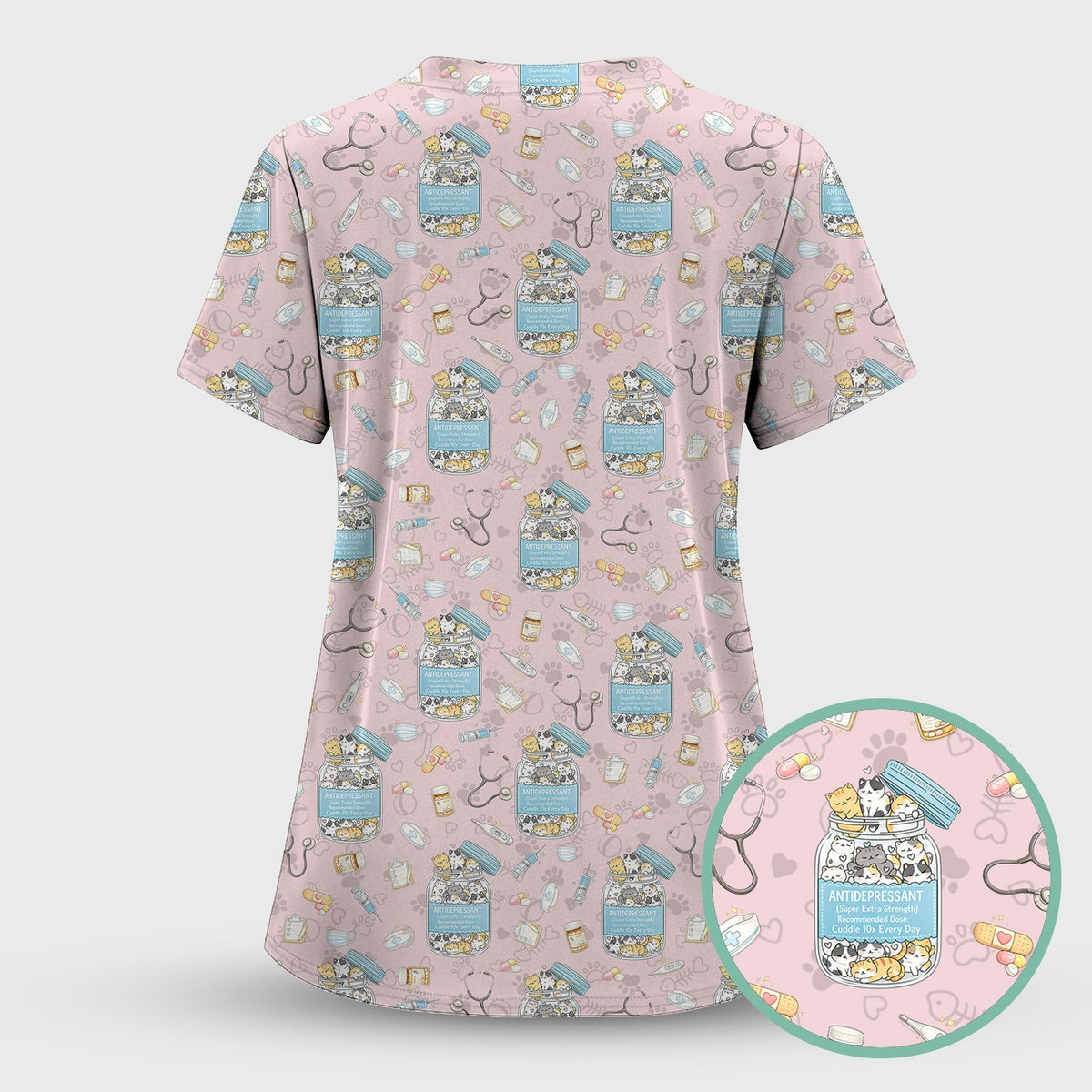 Antidepressant Cat Jar Nurse Scrub Set