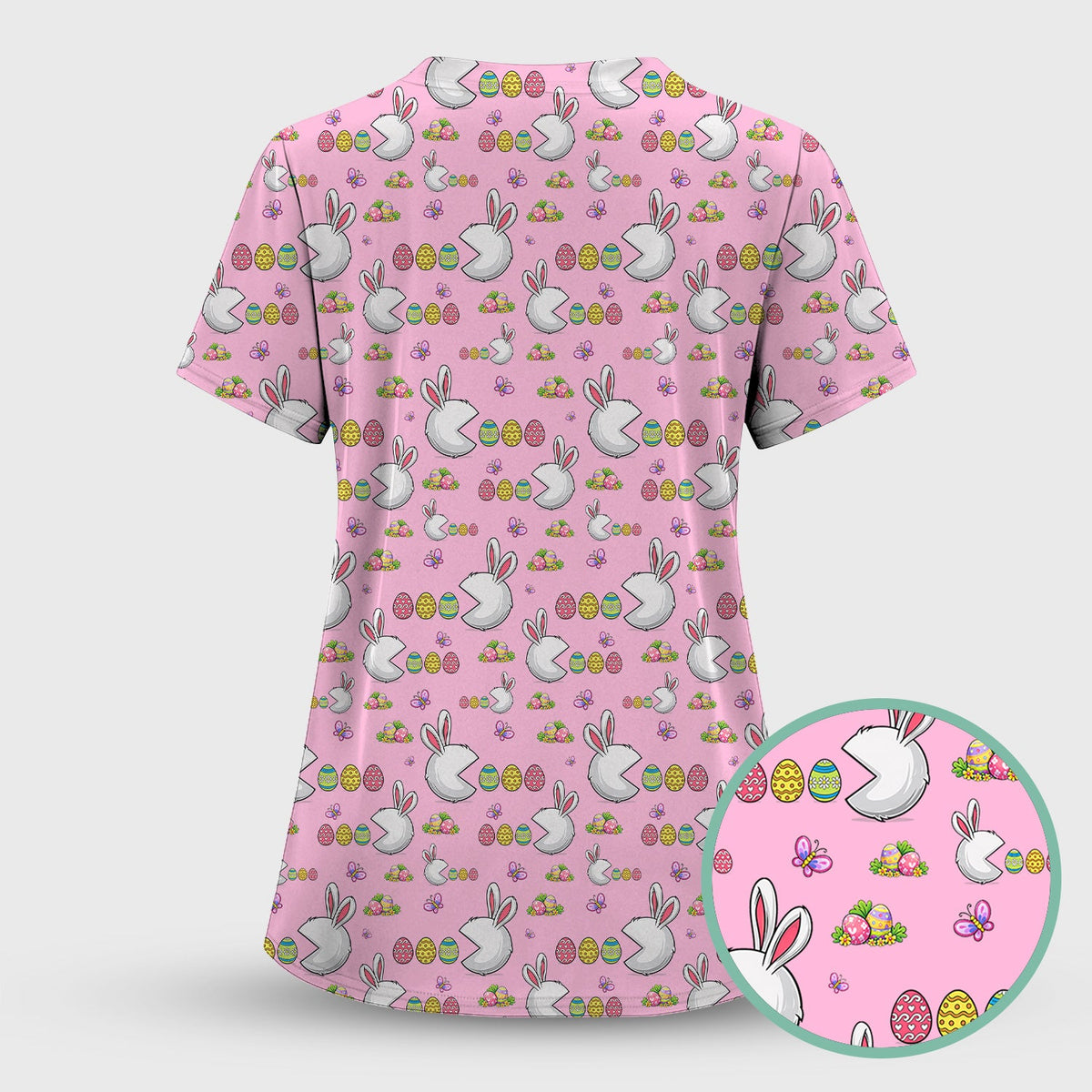 Bunny Colorful Eggs Nurse Scrub Set - Easter Gift